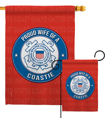 #ad Proud Wife Coastie Garden Flag Coast Guard Armed Forces Gift Yard House Banner