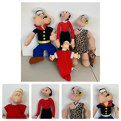 #ad Vintage Popeye Olive Oyl and Swee’ Pea Plush Dolls Lot of 4 Pcs