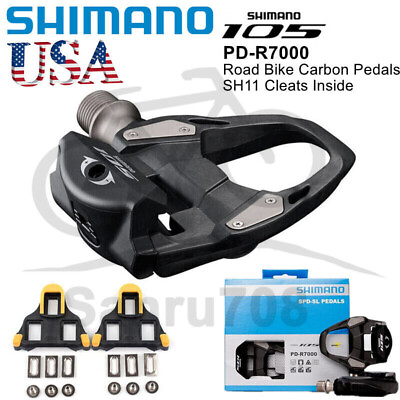 #ad Shimano 105 PD R7000 Carbon Fiber SPD SL Clipless Pedal Road Bike SH11 Cleat Set