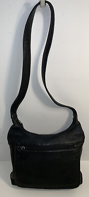#ad Tignanello Black Leather Medium Shoulder Bag Classic Everyday Handbag Purse
