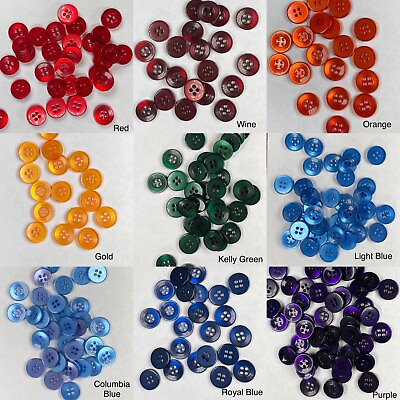 #ad 14 mm Shirt Buttons Pearl 4 hole Pearlized Color Choice 100 Count Crafts