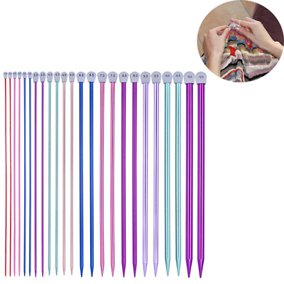 #ad 2Pcs Set 35cm Single Pointed Knitting Needles Pins 2.0 12mm Long Straight Needle