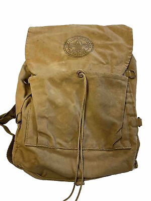 #ad Vintage Boy Scouts Of America Brown Canvas Haversack Backpack