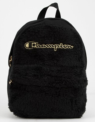 #ad Brand New CHAMPION Textile Black Fur Mini Backpack Bag
