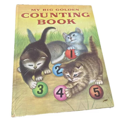 #ad My Big Golden Counting Book 1978 Cats Animals Horses Kids 70s Vtg Learning