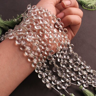 #ad 1 Strand Green Amethyst Faceted Heart Shape Briolettes Amethyst Heart Beads 7m