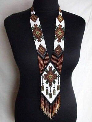 #ad New Beaded Loom Boho Jewellery Native American Necklace Earring Set Cerise