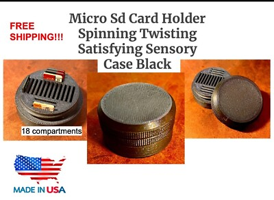 #ad 18 Compartment Micro Sd Card Holder Case Twisting Container Black