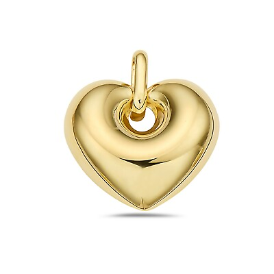 #ad 14K Yellow Gold High Polished Puff Heart Love Charm Pendant For Women#x27;s