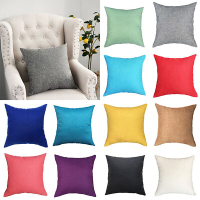 #ad 40x40CM Cushion Cover Plain Throw Pillow Case Cotton Linen Home Xmas Sofa Decor