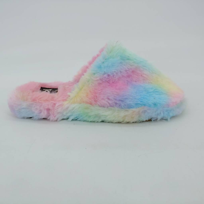 #ad Dirty Laundry Womens Come Out Faux Fur Mule Slippers Multicolor Rainbow 6 M
