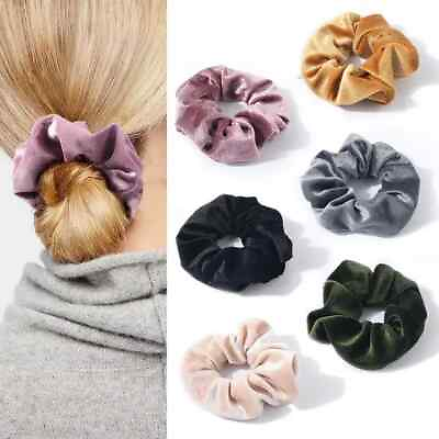 #ad Velvet Hair Scrunchies with Hidden Zipper Pocket Elastic Scrunchy Hair Ties HA5