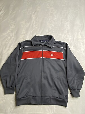Fred Perry Mens Track Jacket Sportswear Sweater Medium Gray Full Zip $29.88