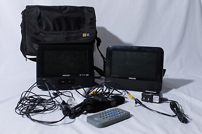#ad Phillips PD7012 37 Dual Portable 7quot; LCD Headrest Display Car DVD Player