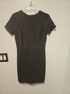#ad Banana Republic Gray On Gray Striped Mini Dress Short Sleeved Size 4 Rayon