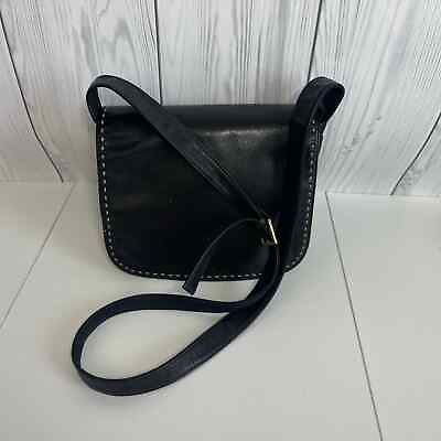 #ad Vintage Giani Bernini Black Leather Satchel Crossbody Purse Bag Soft