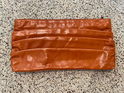 Vintage HOBO International Tiered Leather Clutch Purse Handbag Burnt Orange $40.00