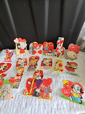 #ad Lot of 18 Vintage Valentine#x27;s Day Cards See Pics some have names on back