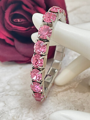 #ad Designer Pink Topaz Bracelet Silver TennisBracelet Vintage Pink Topaz Jewelry