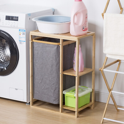 #ad Portable Bamboo laundry basket Bamboo Fabric Bamboo Organizer Storage Shelf