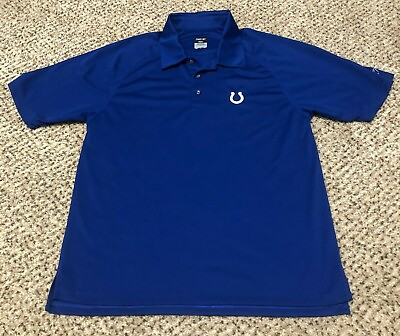 #ad NICE Reebok Rbk PlayDry Indianapolis Colts Blue Sideline Polo Shirt Men#x27;s Small