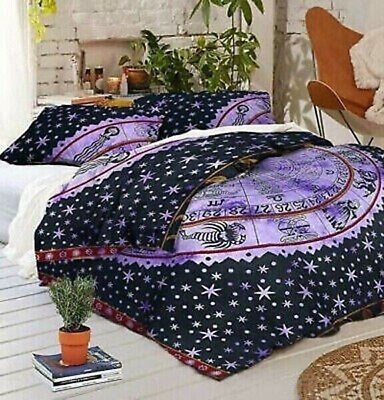 #ad Zodiac Astrology Duvet Cover Boho Queen Quilt Comforter Cover Bohemian Bedding
