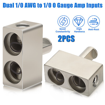 #ad 2x Car Audio Power Ground Dual 1 0 Gauge To 1 0 Gauge Offset Amp Input Reducers