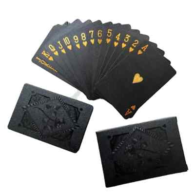#ad Luxury Black Gold Waterproof Playing Cards Magic Poker Set Gift Boxed