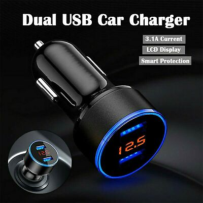 #ad Dual Ports 3.1A USB Car Cigarette Charger Lighter Digital LED Voltmeter 12V 24V