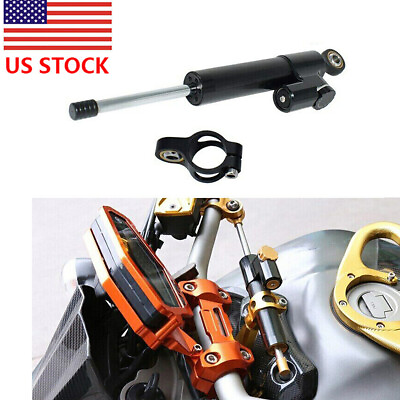 #ad CNC Motorcycle Steering Damper Stabilizer Linear Reversed Safe Control Universal