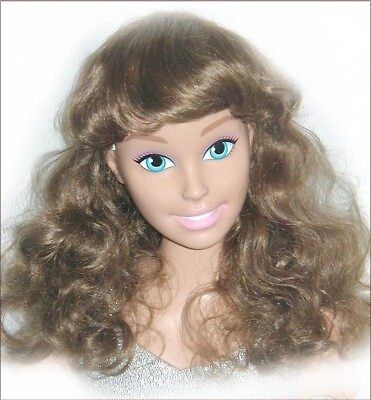 #ad Imsco DOLL WIG 16 LONG Brunette OLD STOCK Full Cap Loose LONG Wavy CURLS NEW
