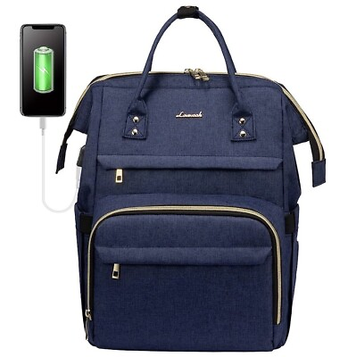 #ad LOVEVOOK Laptop Backpack New With Tags Blue w Gold Zippers