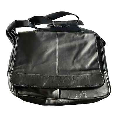#ad Kenneth Cole Reaction Risky Business Messenger Black Leather Crossbody Bag