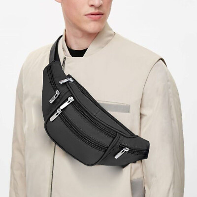 #ad Premium Cowhide Leather Waist Fanny Pack Shoulder Bag For Men Women