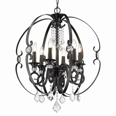 #ad Chandelier 6 Light Steel in Contemporary style 31.38 Inches high by 26 Inches