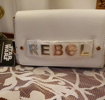 Star Wars Rebel LOUNGEFLY Gold Chain Rebel White Clutch Crossbody Factory New $80.00
