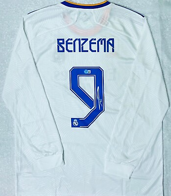 #ad Karim Benzema Signed 21 22 Real Madrid Jersey LS Adidas BAS Beckett Witness