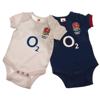 #ad England Rugby Baby Grows 2 Pack England Rugby Bodysuit Official England Rugby