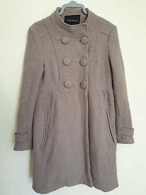 #ad ZARA BASIC Womens Coat Jacket Wool Blend Stone Colour Size S M