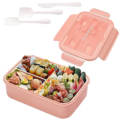 #ad 1400ML Bento box Insulated Bento Box Adult Lunch Box with Built in Utensils PINK