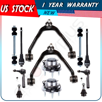 #ad Front Upper Control Arms Tie Rods Wheel Hub Bearings For Cadillac Chevrolet GMC