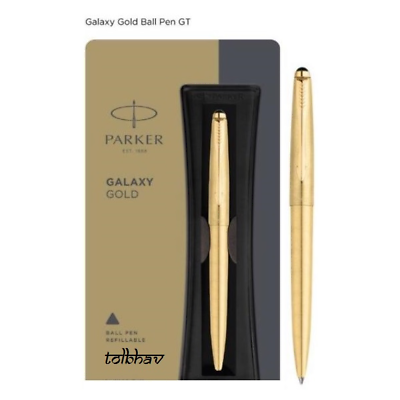 #ad New Parker Galaxy Gold Body Clip Ball Point Pen BP GT Trim Fine Blue Ink