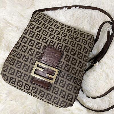 #ad FENDI Zucca Shoulder Bag Canvas Brown Authentic G050114