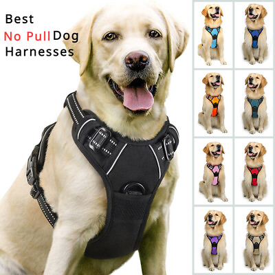 #ad rabbitgoo Dog Harness No Pull with 2 Leash Clips Adjustable Pet Vest Reflective