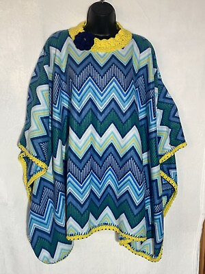 #ad Poncho Shawl Crochet Fleece Kimono One Size One of a kind. Beautiful Trendy
