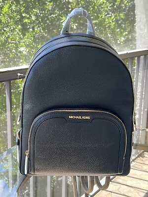 #ad Michael Kors Large Leather Travel School Backpack Shoulder Handbag Bag Black Mk
