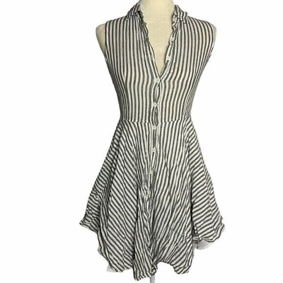 #ad Moral Fiber Button Front Striped Mini Dress