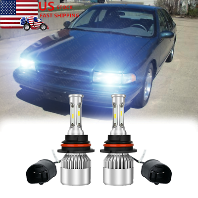 #ad For Impala 1994 1996 LED Headlight Bulb Highamp;Low Dual Beam Kit 6000K White