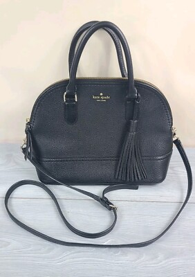 #ad Kate Spade McCall Street Carli Crossbody Purse Black Leather Handbag Satchel