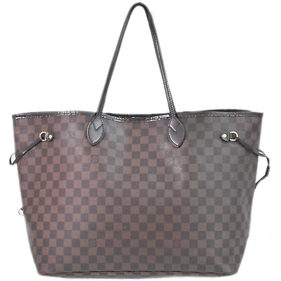 #ad Louis Vuitton Neverfull GM N51106 Damier Ebene Canvas Shoulder Tote Bag Brown